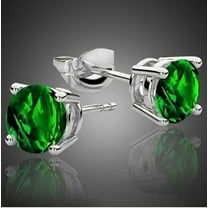 2.00 CTTW EMERALD STUD EARRINGS SET IN STERLING SILVER