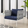 thumbnail image 2 of Side Lounge Chair Armchair, Sunbrella, Aluminum, Metal, Steel, Grey Gray Blue Navy, Modern Contemporary Urban Design, Outdoor Patio Balcony Cafe Bistro Garden Furniture Hotel Hospitality, 2 of 8