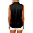 thumbnail image 5 of Laqbezok Women's Satin Sleeveless Shirt, Silky V-Neck Button Down Tank Top, Professional Office Blouse with Chest Pocket, Chic Summer Solid Color Vest, 5 of 6