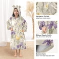 thumbnail image 3 of FORMRS Wearable Blanket Hoodie with Sleeves for Kids Cozy Flannel Sweatshirt, Purple Floral Rabbit, 3 of 7
