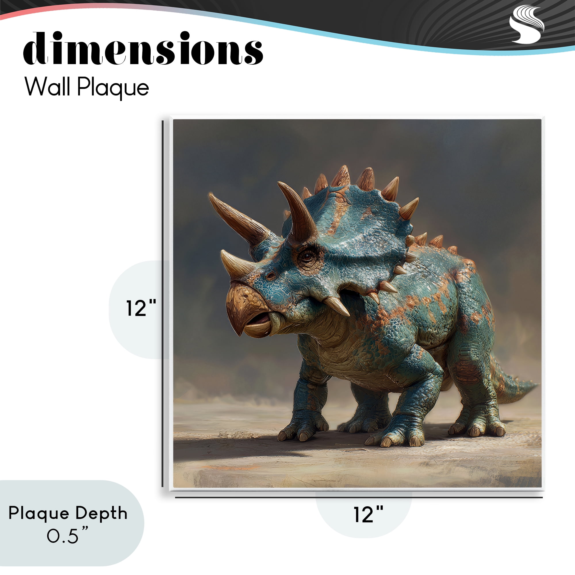 Stupell Industries Horned Triceratops at Sunrise Wall Plaque Art, design by Wumples