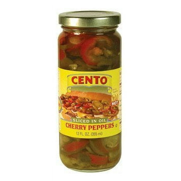 Cento - Hot Sliced Cherry Peppers, (2)- 12 Oz. Jars