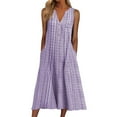 thumbnail image 2 of WILLBEST Vestidos de Verano para Mujer Vestido Informal A Rayas con Botones y Cuello En V, sin Mangas, con Bolsillos, Elegante, Largo, A La Moda, para Vacaciones Extra Grande, 2 of 3