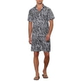thumbnail image 2 of INSPIRE CHIC Animal Printed Shirts for Men's Summer 2 Pieces Set Hawaiian Shirts and Shorts Sets L Black White, 2 of 5