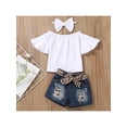 thumbnail image 3 of Toddler Baby Girl Summer Clothes Set Cute Lace Floral Crop Tops and Denim Shorts Baby Girl 2 Piece Outfit, 3 of 9