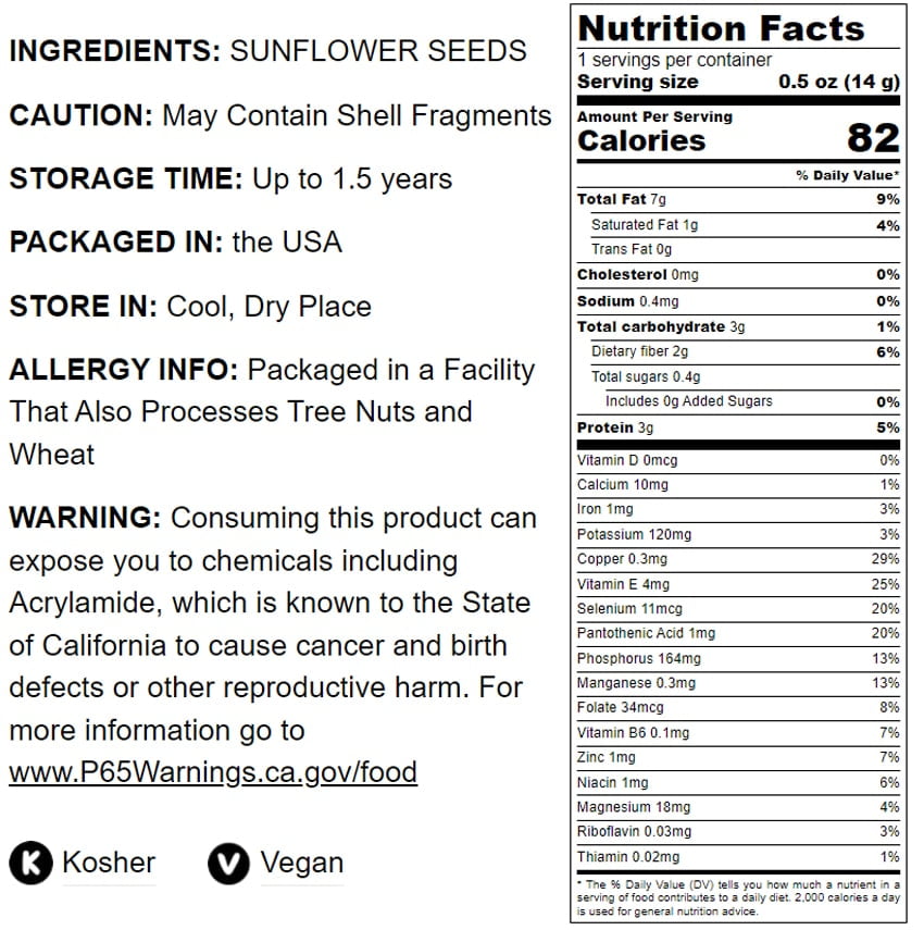 Roasted Sunflower Seeds, 4 Pounds — Kosher, Vegan — by Food to Live