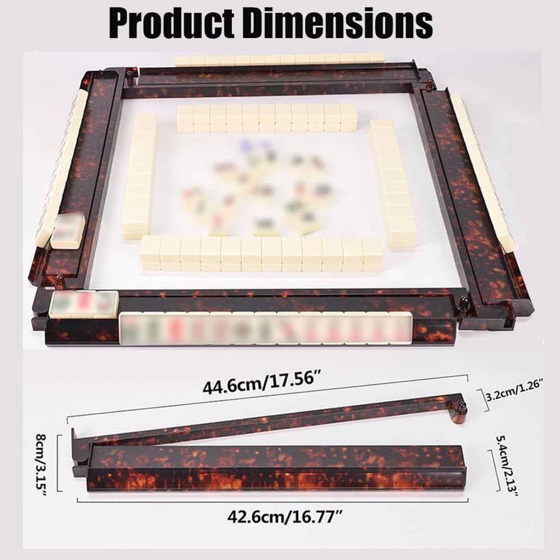 Tortoise Shell Mahjong Racks with Pushers Set , Acrylic Tortoise Mahjong Racks Extended 17.5 Inch Tile Holders, Smooth Sliding Pushers for American Mahjong Game Accessories (4PCS)