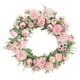 thumbnail image 3 of Corona de flores artificiales de rosas, coronas para puertas al aire libre, corona de primavera y verano. Rosa claro, 3 of 7