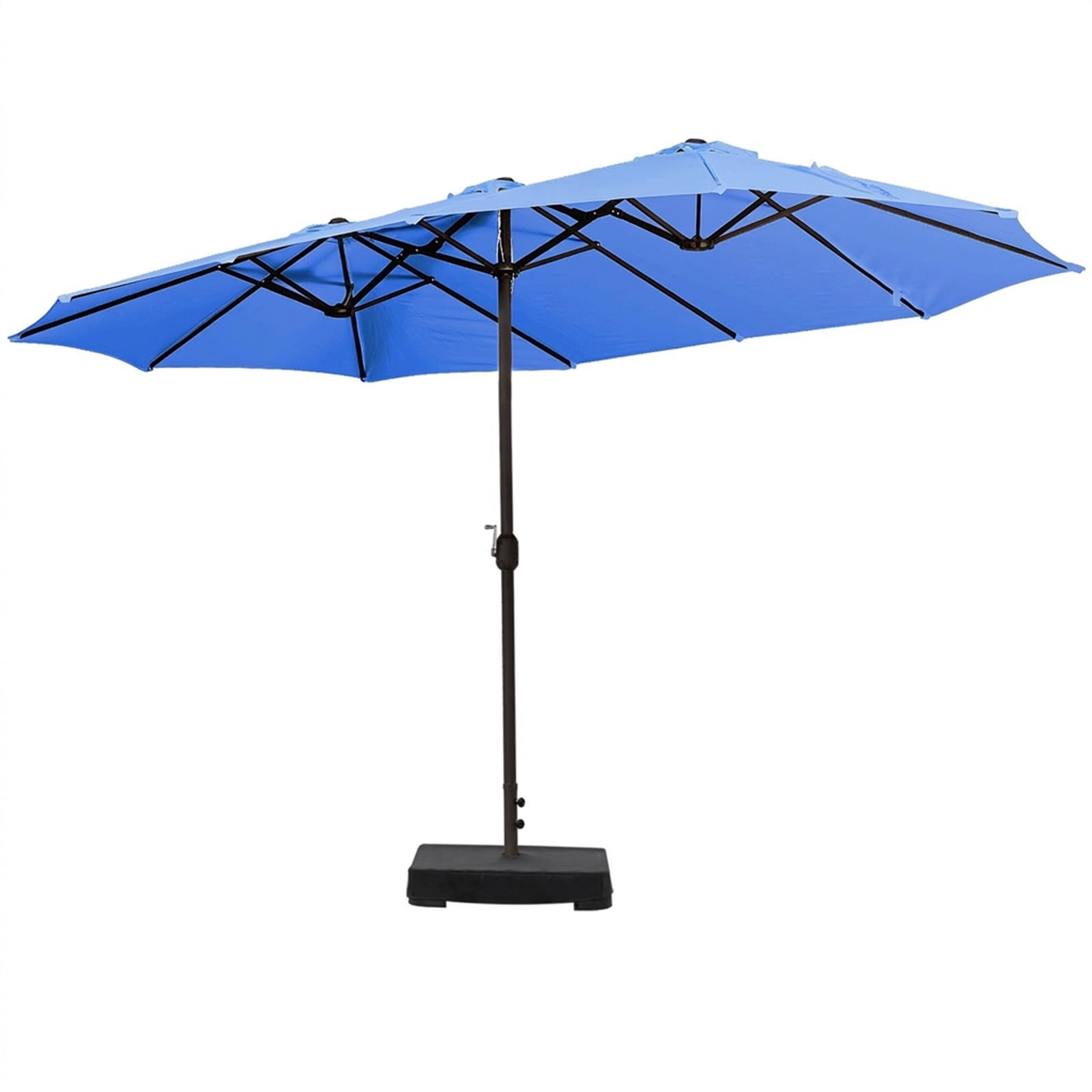 BPS 15ft Patio Umbrella with Base, Rectangle Outdoor Umbrella with Stand for Poolside, Lawn, and Backyard - Blue