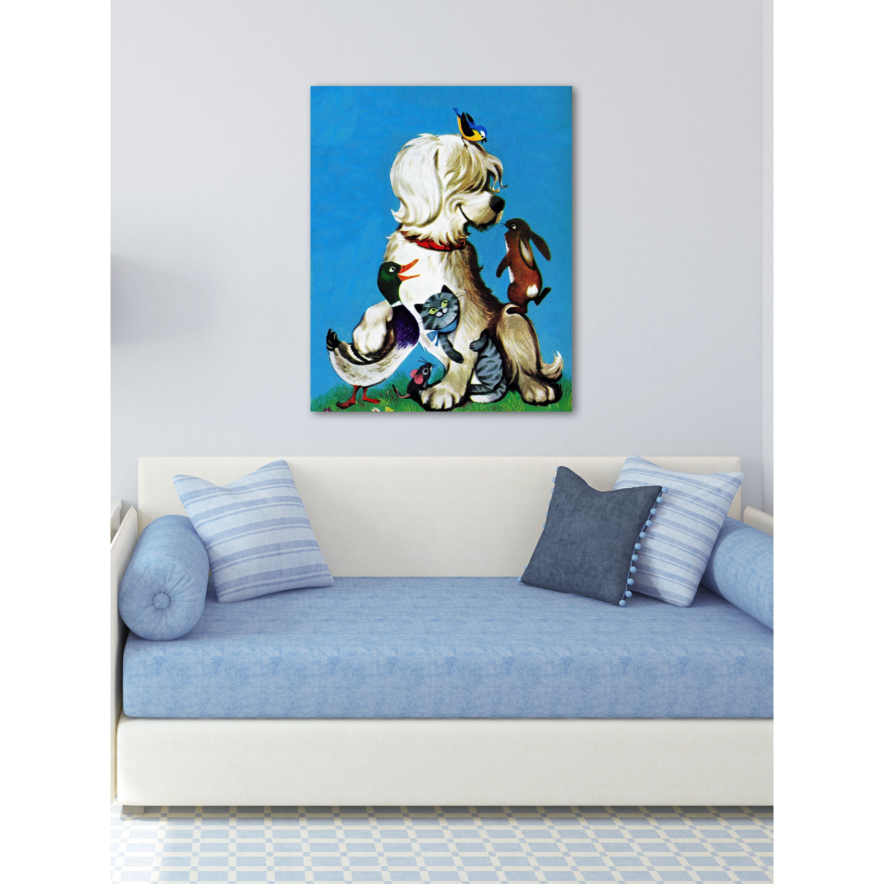 Marmont Hill "Dog and his Friends" by Curtis Painting Print on Canvas