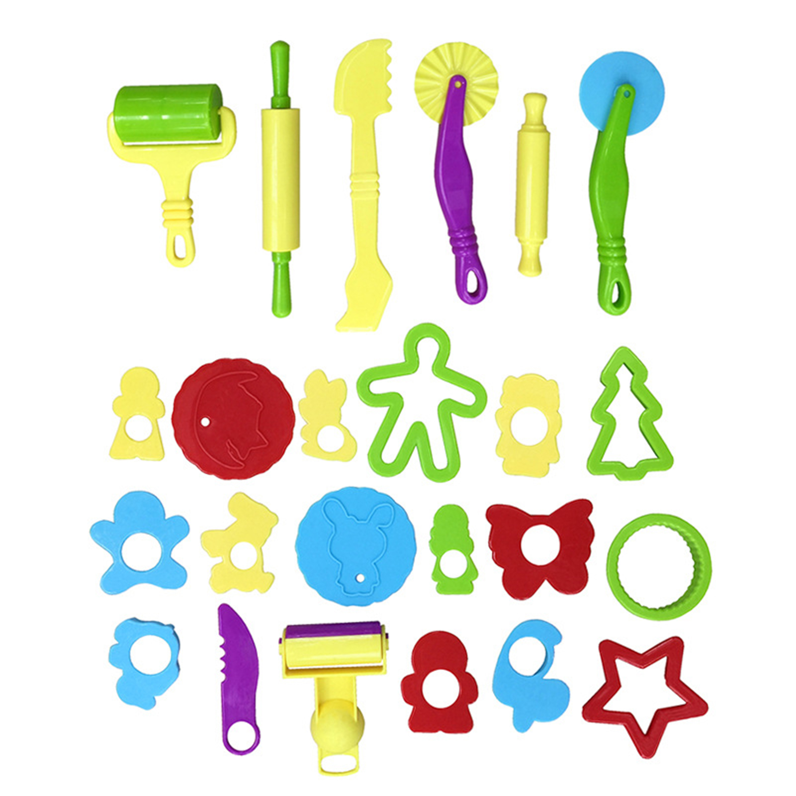 Dcenta 29 Pieces Play Dough Tools Playdough Accessories Set Various Molds Rollers Cutters Educational Gift for Children, Random Color, Size: 29pcs Set