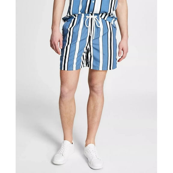 And Now This Men's Relaxed-Fit Stripe Drawstring Shorts in Blue Colorwa-Size 2XL