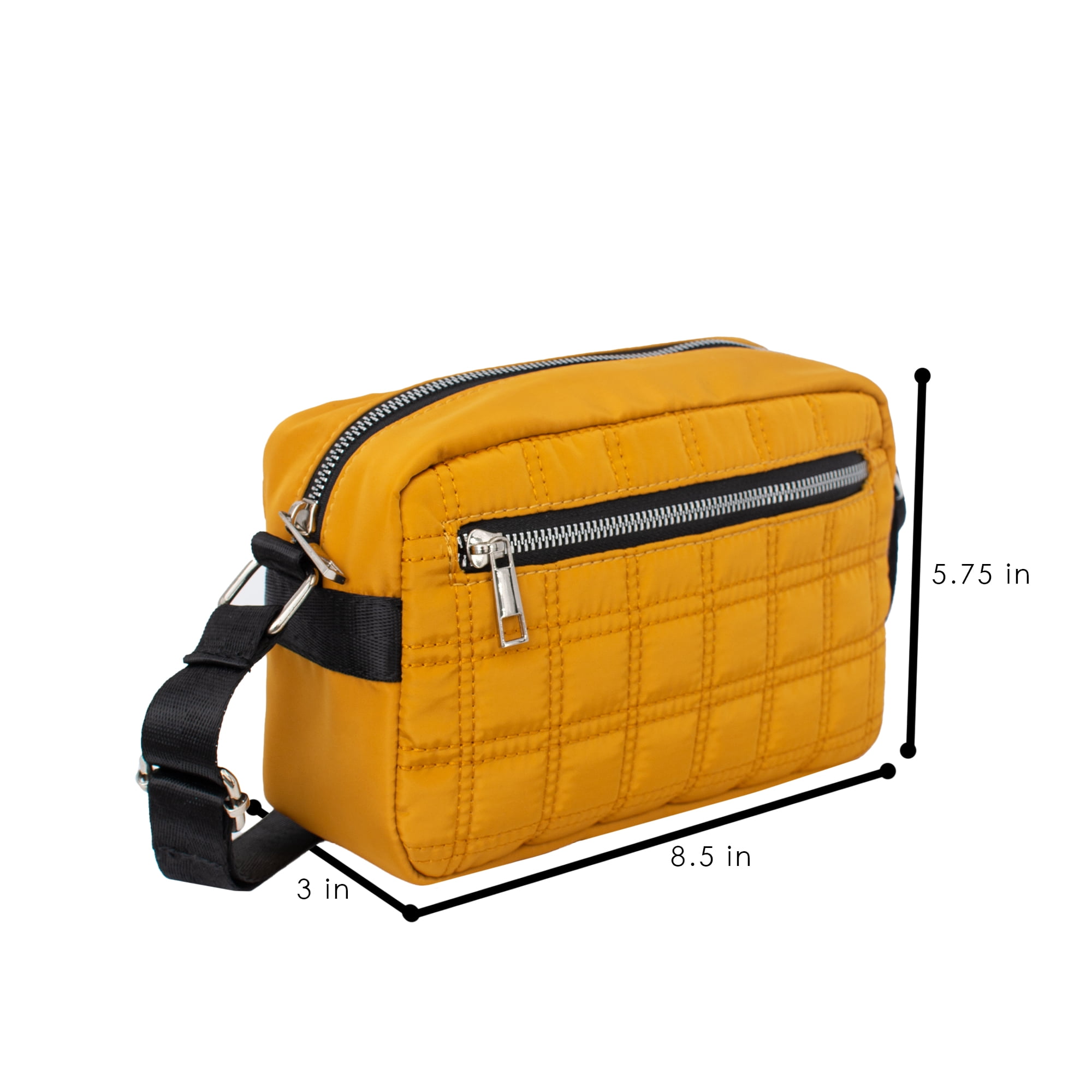 Mudd Women's Yellow Nylon Quilted Everyday Crossbody Bag withAdjustable Strap