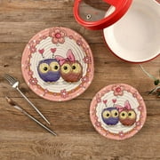 Cute Owls Couple Potholders Set Trivets Set 100% Pure Cotton Thread Weave Hot Pot Holders Set of 2, Valentines Love Stylish Coasters, Hot Pads, Hot Mats,Spoon Rest For Cooking and Baking