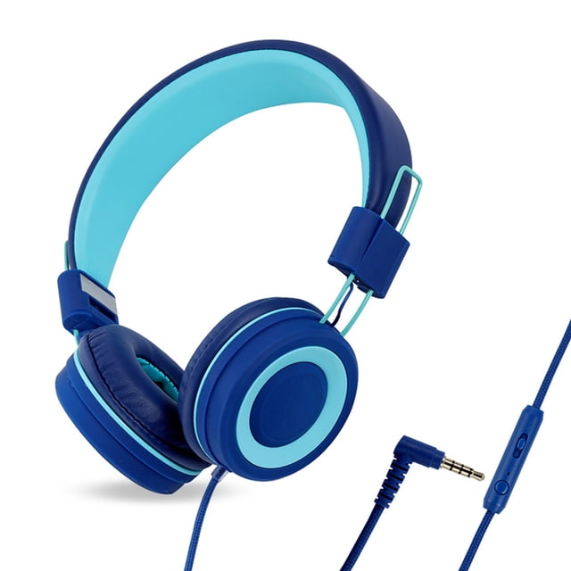 Sidaley Auriculares con cable de 3,5mm con micrófono integrado para ordenador portátil, teléfono móvil, orejera para niños, auriculares con Cables de audio/vídeo Azul