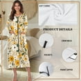 thumbnail image 6 of Yuyamidu Daisy Women's Bathrobe Zipper Front Bath Robes Yellow Flowers Long Sleeve Robe Size L Skin-Friendly Crewneck House Coat for Women Mid-Length Dressing Gown, 6 of 7