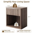 thumbnail image 3 of 1 Pair Hollow Board Bedside Tables with Drawer, Light Walnut Nightstands with Thickened Desktop, Wave Pattern & Rounded Corners, Easy Assembly, 3 of 8