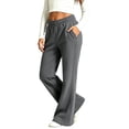 thumbnail image 2 of BFHHYA Girls Flare Sweatpants Fleece Elastic Waist Trousers Kids Soild Color Casual Bootcut with Side Pockets Fall Winter Trendy Bell Bottom Pants, 2 of 8