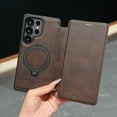 thumbnail image 4 of Allytechgroup For Samsung Galaxy S25 FE Flip Case with Magnetic Kickstand, Shock-Absorbent PU Leather Protective Cover, Lightweight Non-Slip Basic Case with Card Pocket For Women Men, Coffee, 4 of 6