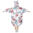thumbnail image 2 of joogoo Wearable Blanket Hoodie for Watercolor Sailboats Flannel Sherpa Pocket 3-14 YR S, 2 of 7