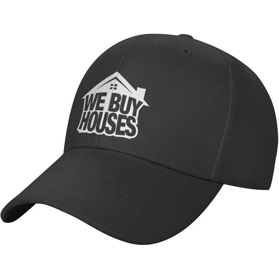 I Buy Houses Hats for Men Pre-Curve Brim Visor Classic Baseball Cap Fashoin Black Trucker Hat Adjustable