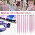 thumbnail image 2 of LAICAIW Extensions de Cheveux Colorées de 22 Pouces, Mèches de Fête Multicolores à Clipser, Extensions de Cheveux Synthétiques (10 Pcs Rose Pâle), 2 of 6