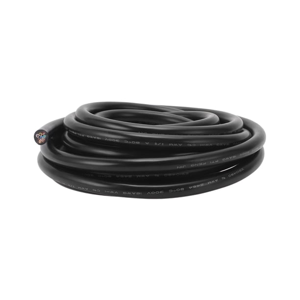 Cables eléctricos únicos para automóviles, cable de alimentación de 16 pies, negro, TC, 1 pieza, 16AWG, 8 conductores, completamente aislado y con chaqueta de tacto suave, universal