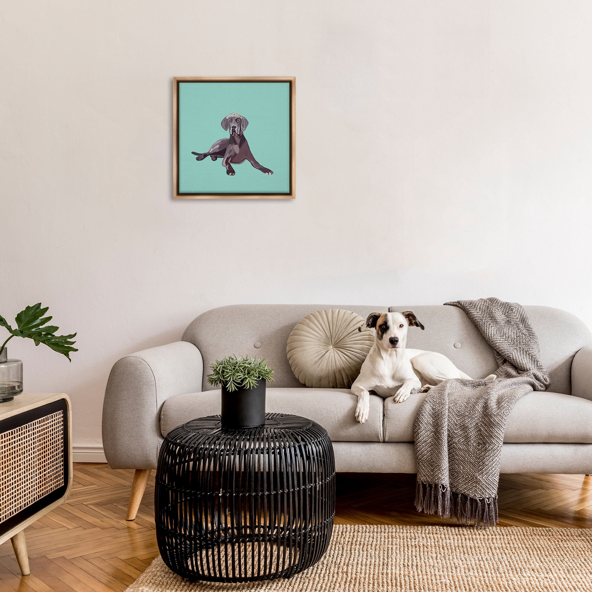 Stupell Industries Labrador Dog & Crown Animals & Insects Painting Brown Floater Framed Canvas Art Print Wall Art, 25 x 25