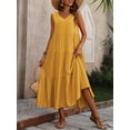 thumbnail image 3 of QINCAO Womens Dresses Maxi Loose Sleeveless V Neck Ruffled Hem Casual Dresses S-XXL, 3 of 5