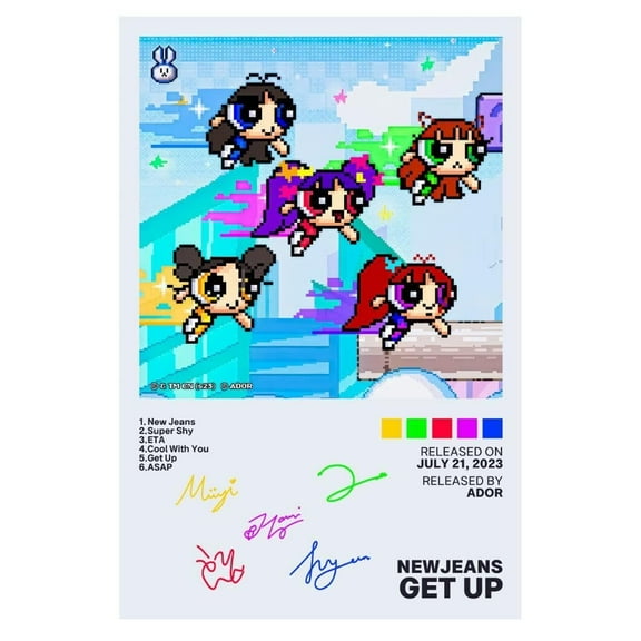 NewJeans Get Up 2023 Album Cover Music Poster Kpop Home Decor For Living Room Aesthetic Kpop Female Girl Group Cover Wall Art Dorm Bedroom Decor