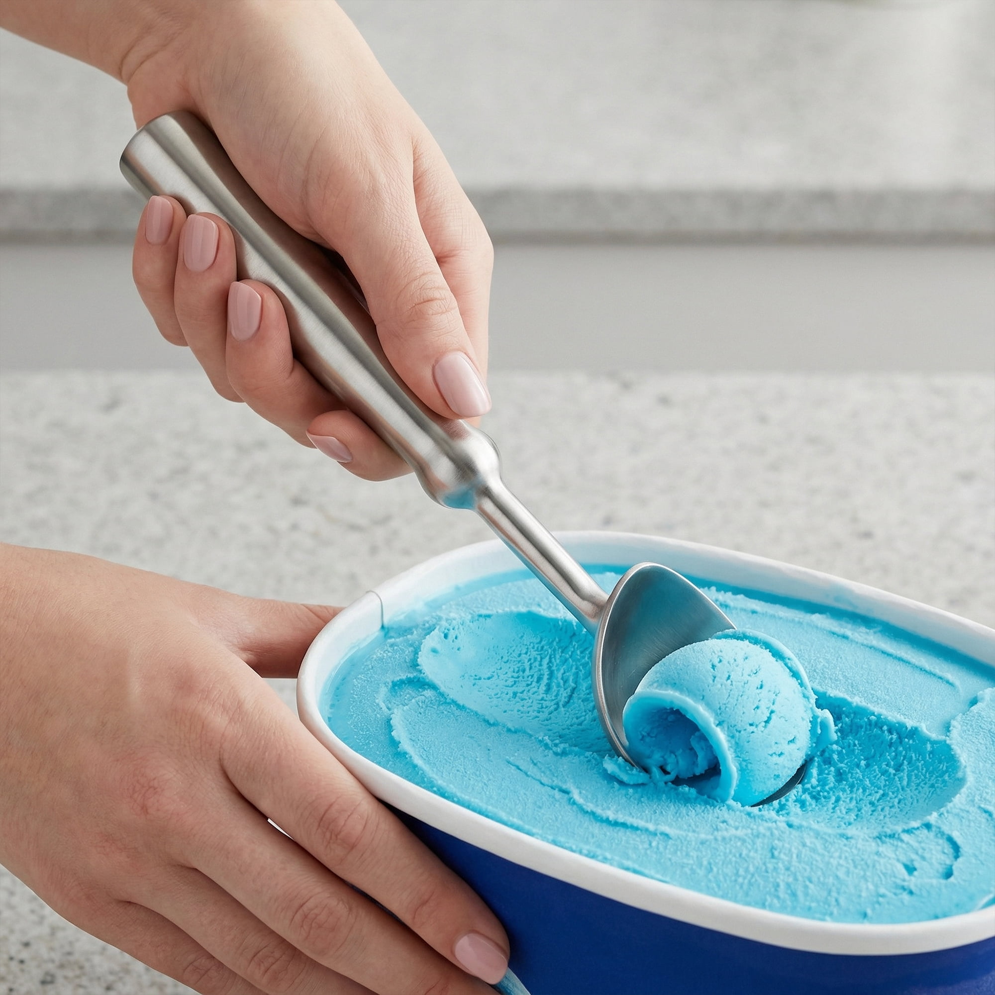 Unique Bargains Stainless Steel Ice Cream Scoop for Use and Cleaning Silver 8.3in