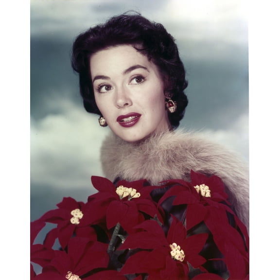 Close Up Portrait of Barbara Rush wearing in Red Flower Dress Photo Print (8 x 10)