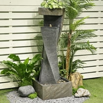 47.2" Garden Modern Outdoor Fountain Floor Standing Outdoor Water Fountains with Lights for Garden, Backyard, Patio, Porch, Deck and Home Art Decor