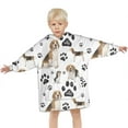thumbnail image 3 of Beagle Dog and Footprints Blanket Hoodies for Kids 6-13YR Oversize Wearable Blanket Hoodies for Boys Girls Teens, 3 of 7