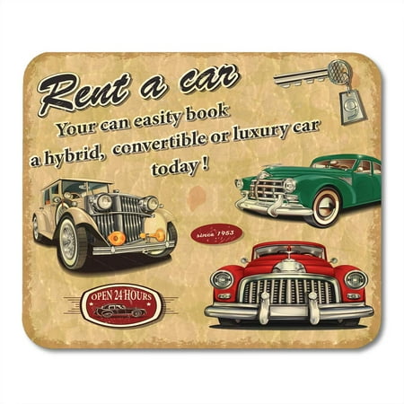 LADDKE Vintage Rent Car Retro Travel Insurance 1950S Vehicle Automotive Mousepad Mouse Pad Mouse Mat 9x10 (Top Best Car Insurance)