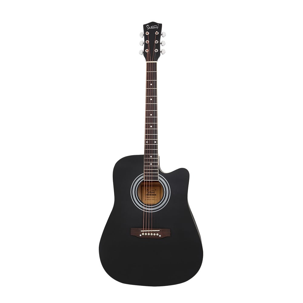41in Acoustic Guitar, 6 String Full Size Cutaway Guitar with Gig Bag and Guard Board (Black)