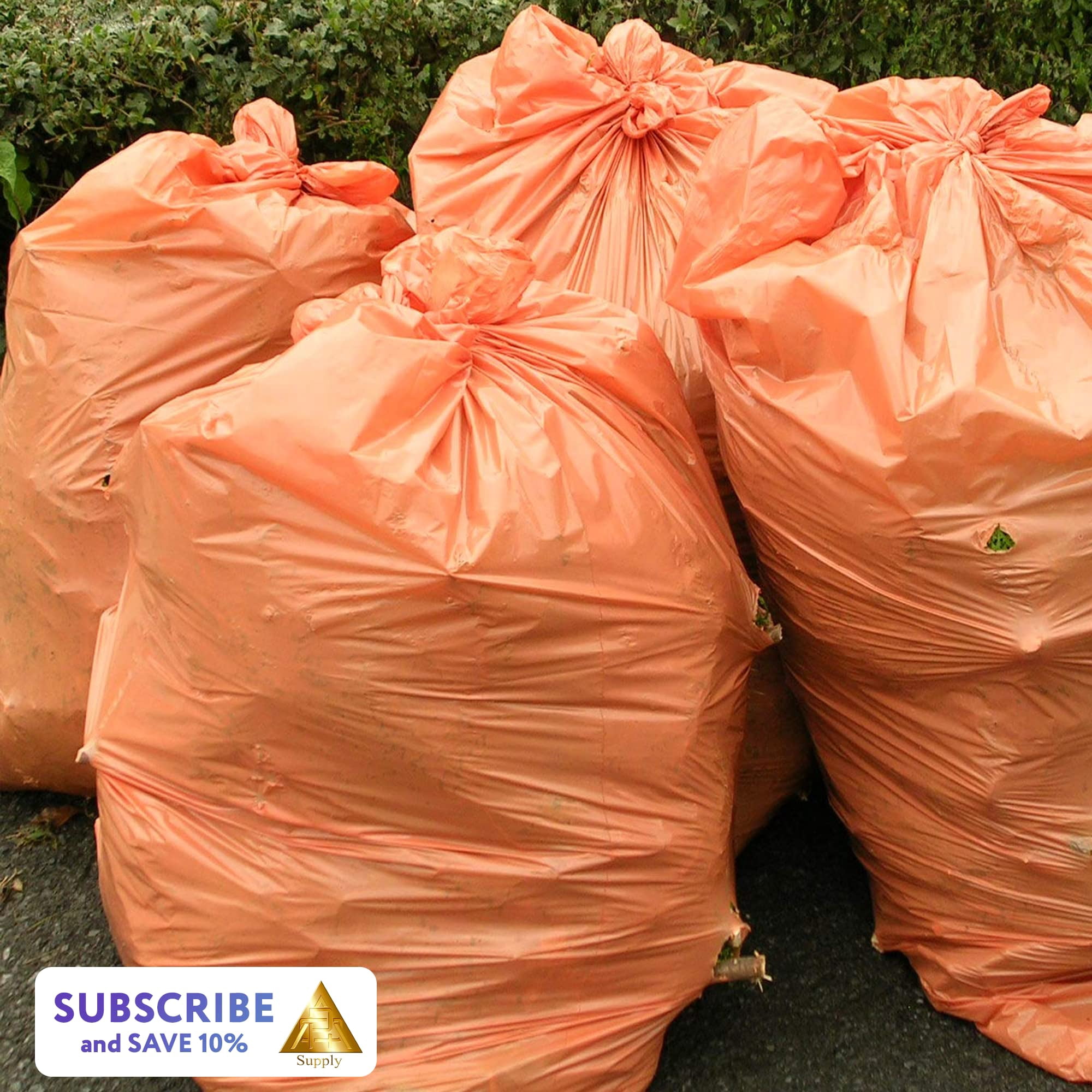 Orange Outdoor Trash Bags, 2 Mil Leakproof Polyethylene, 100 Count, 56 Gallon