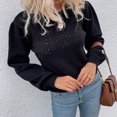 thumbnail image 1 of Puff Long Sleeve Sweater, Crew Neck Fashion Pullover Hollow Out Sweater Skin Friendly For Date Work Shopping ANGGREK Otros, 1 of 8
