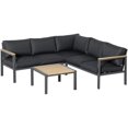 thumbnail image 2 of Resenkos 4 Pieces Patio Furniture Set, Outdoor L-Shaped Sectional Sofa, Outdoor Sectional Furniture, Gray, 2 of 11