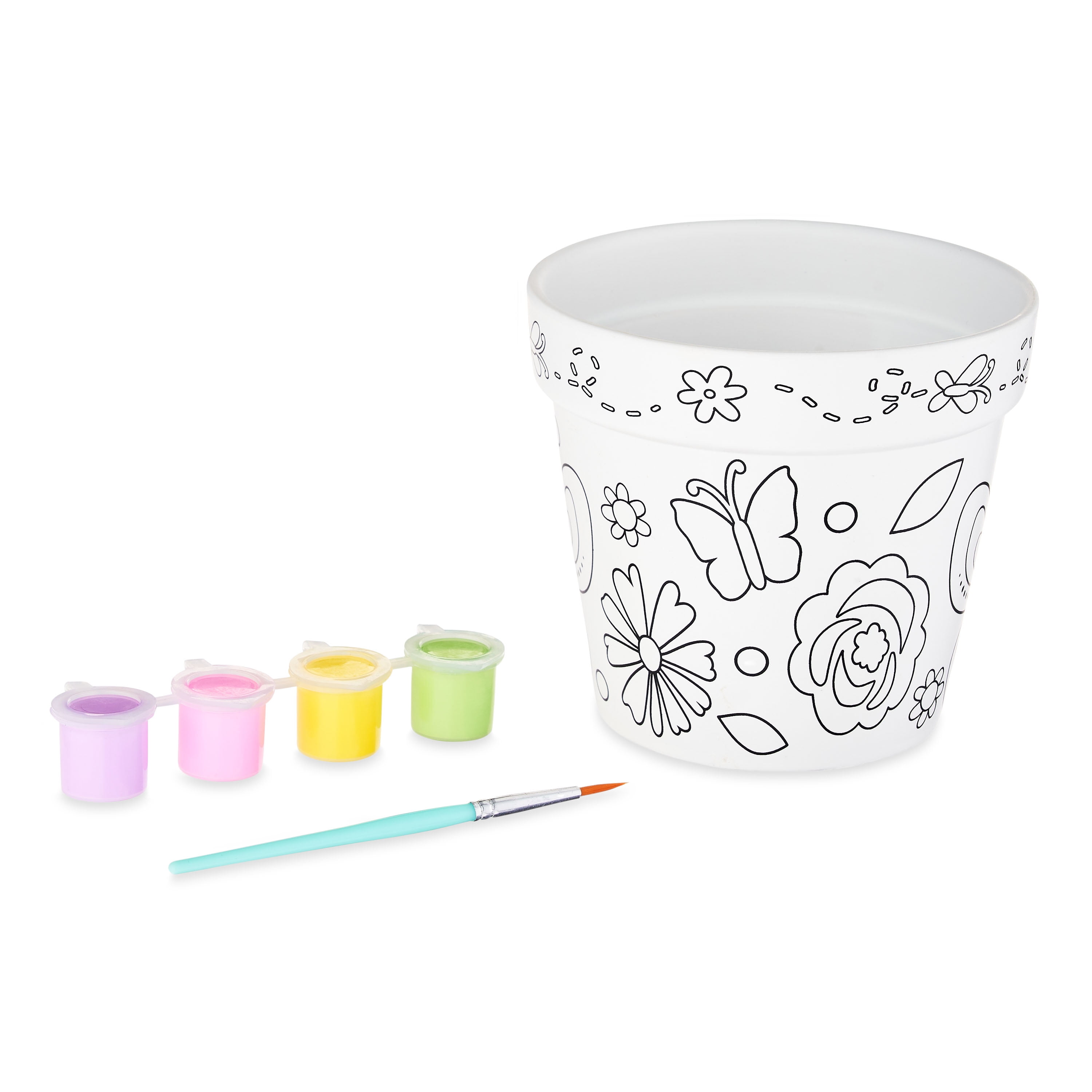 White Paint Your Own Flower Pot Kit