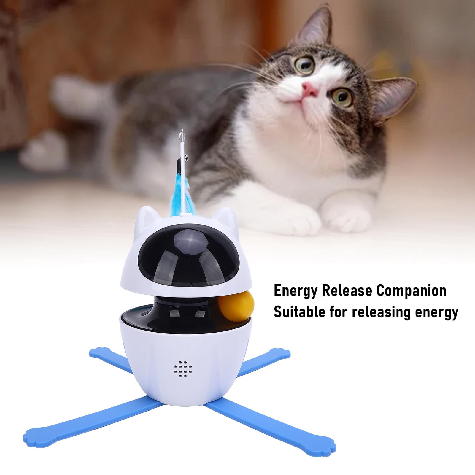 BIMZUC Interactive Cat Toy 3 Rotation Modes Smart Automatic Cat Exercise Toy for Multi Cat Homes Rechargeable Motion Activated Light Beam Chaser White
