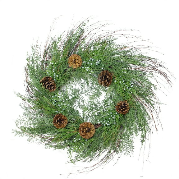 Arett Sales 30" Unlit Mixed Cedar Pine Cone and Juniper Berry Artificial Christmas Wreath