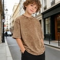 thumbnail image 2 of Boys Shirts Distressed Washed Basic Crewneck Tee Casual Blend Top for Kids Coffee 4 Years-6 Years, 2 of 4