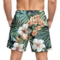 thumbnail image 5 of Mens Swim Trunks Men's New Loose Mesh Beach Printed Casual Drawstring Shorts Breathable Resort Print Crop Pants with Elastic Waist Summer Swim Trunks for Vacation Spring Army Green L, 5 of 5