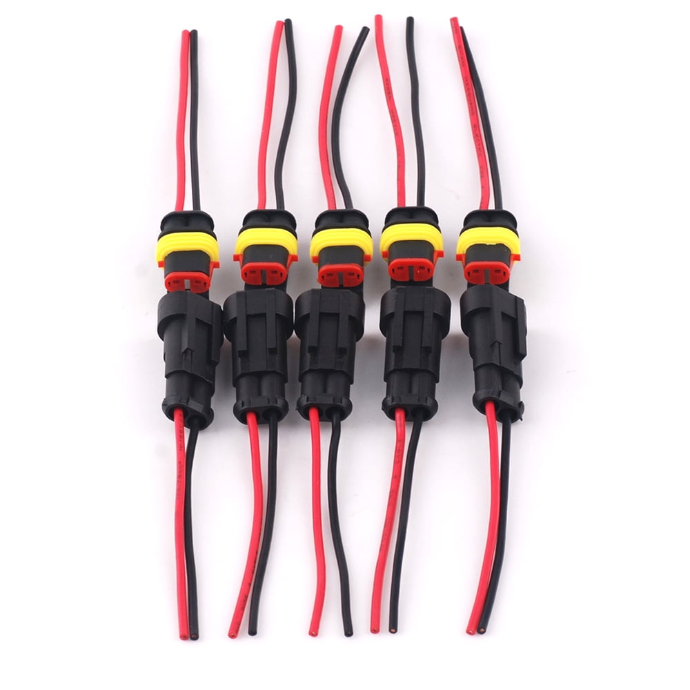 5 pcs//Set 2 Pin Way Car Auto Waterproof Electrical Male Female Connector Plug with Wire AWG Marine Accessory