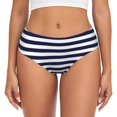 thumbnail image 1 of Fotbe Navy Blue And White Stripes Calzones Estampados para Mujer – Ropa Interior de Algodón, Cómoda, Suave y Elástica-Large, 1 of 6