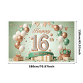 thumbnail image 3 of Decorative Design Happy Birthday Banner Crown Banner Balloon Decoration Polyester for Teen Party Indoor Celebration Birthday Event, 3 of 7