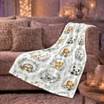 thumbnail image 5 of YShenghong Assorted Animals Peeking Through Soft Green Leafy Wreaths Printed Flannel Blanket, 5 of 7