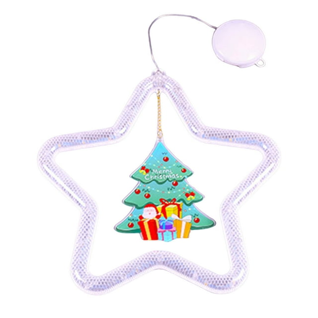 Qocolhg Christmas Star Light, Battery Operated, Suction Cup Lights, LED Pendant Decoration for Window, Door, Wall and Xmas Tree Hanging Ornaments, Festive Lighting for Indoor and Outdoor