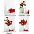 thumbnail image 3 of 24PCS Artificial Silk Flowers Realistic Roses Bouquet Long Stem for Home Wedding Decoration Party (Red), 3 of 8
